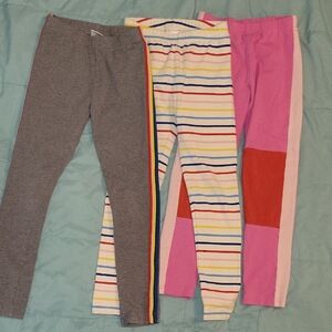 Hanna Andersson Gray, Striped, and Pink Leggings Trio
